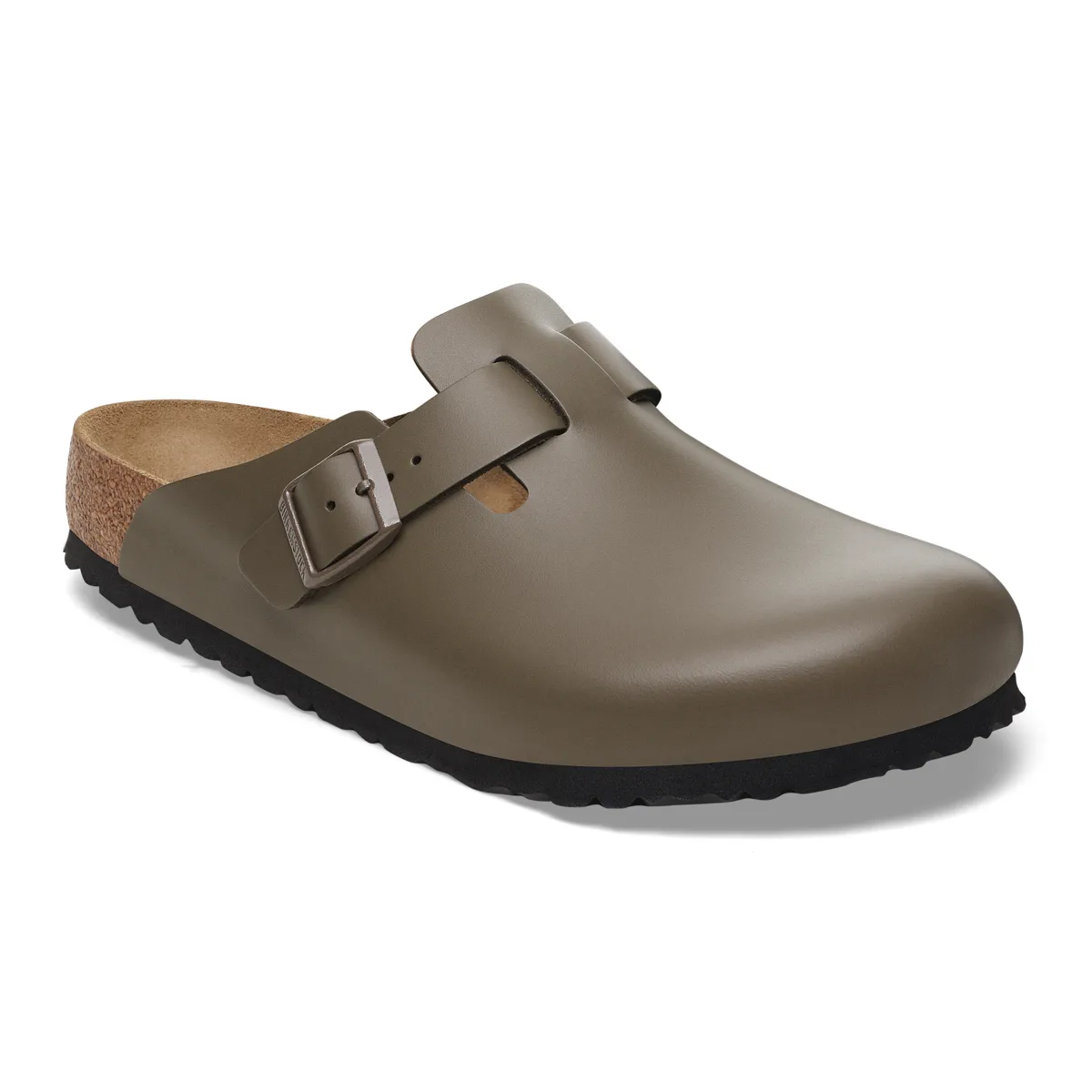 Birkenstock Boston Natural Leather regular Smooth Leather Concrete Gray