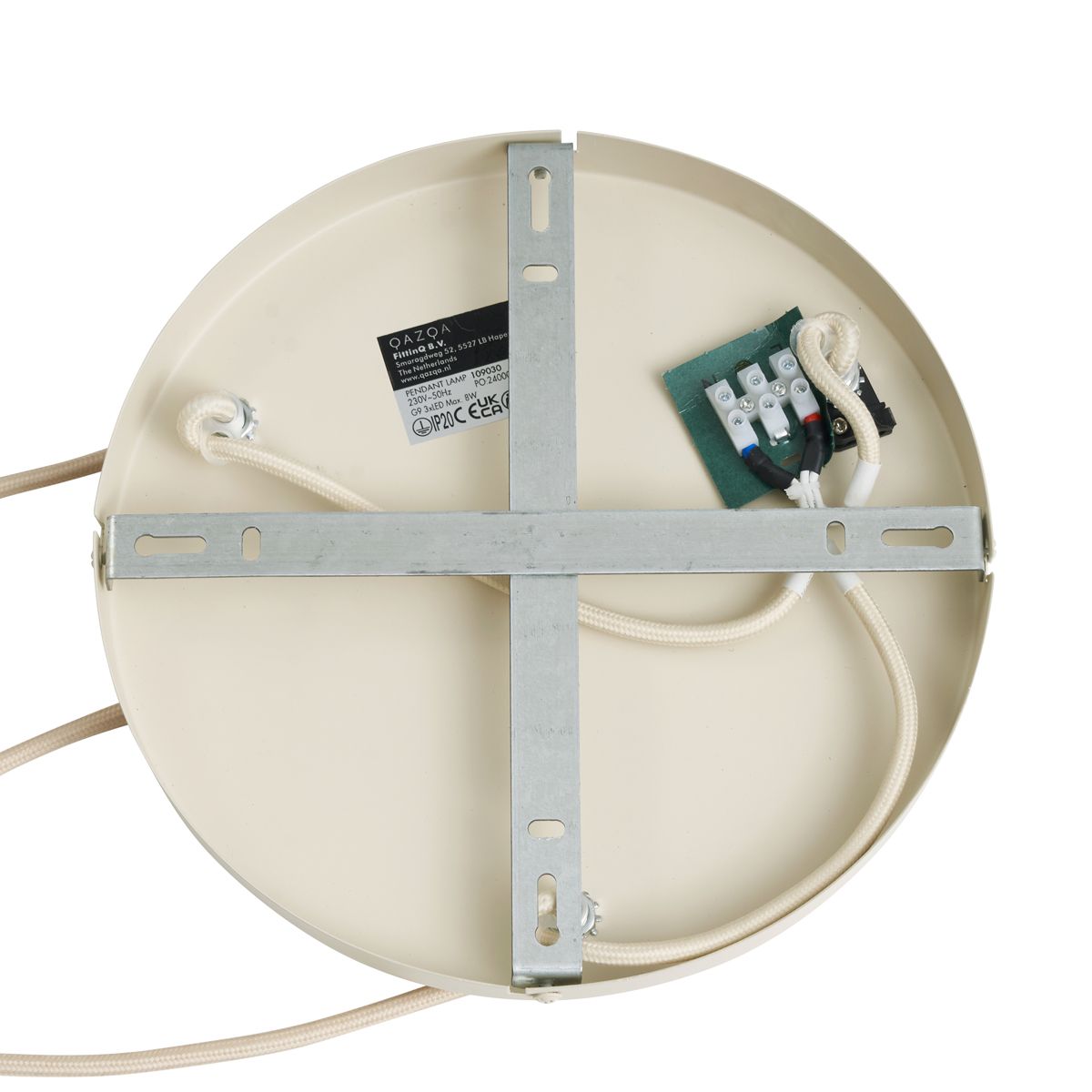 Retro hanglamp beige met mat glas 3-lichts - Fedde