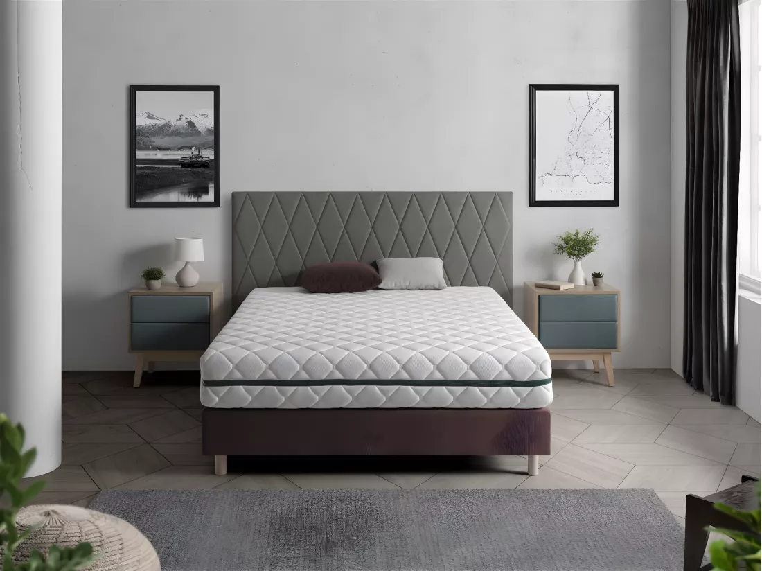 Matelas Déhoussable 140X190 EROS, Epaisseur 22 CM, Mousse Adaptative, Ergonomique. Soutien Equilibré