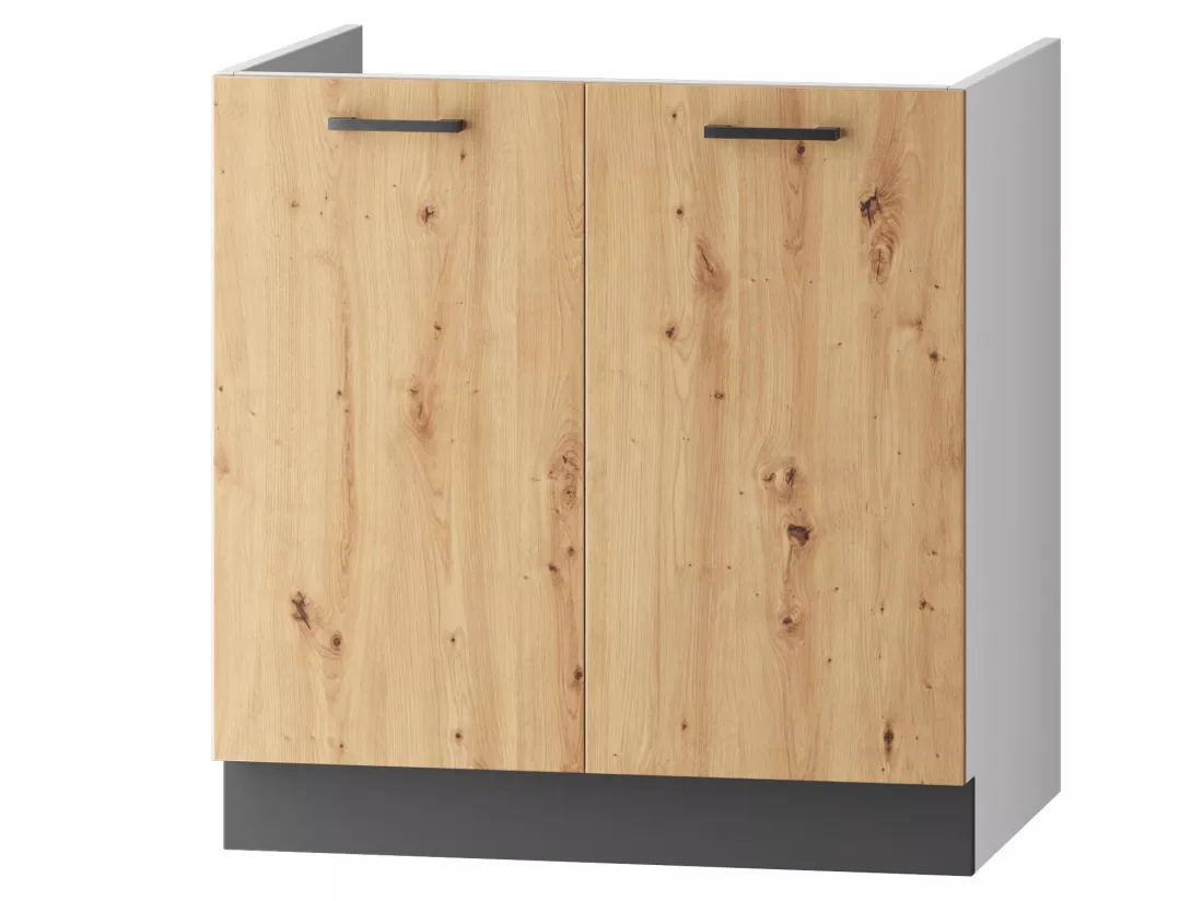 Cuisine complète celia 7 éléments couleur gris mat/chêne artisan - Longueur 240/180 cm