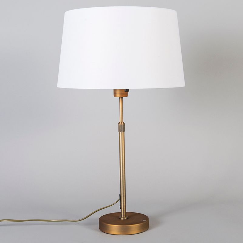 Tafellamp brons met kap wit 35 cm verstelbaar - Parte