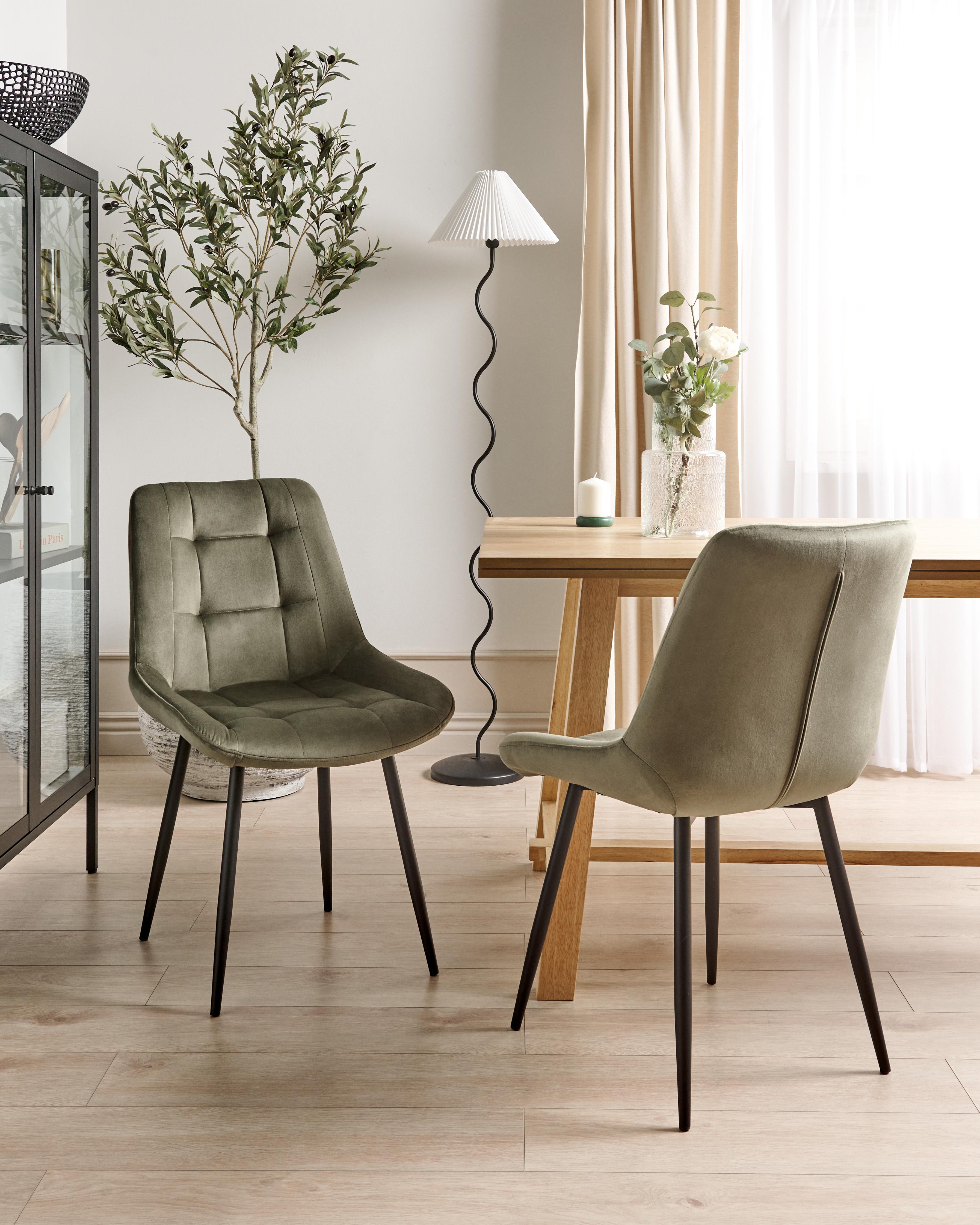 Set van 2 eetkamerstoelen MELROSE Fluweel Olijfgroen
