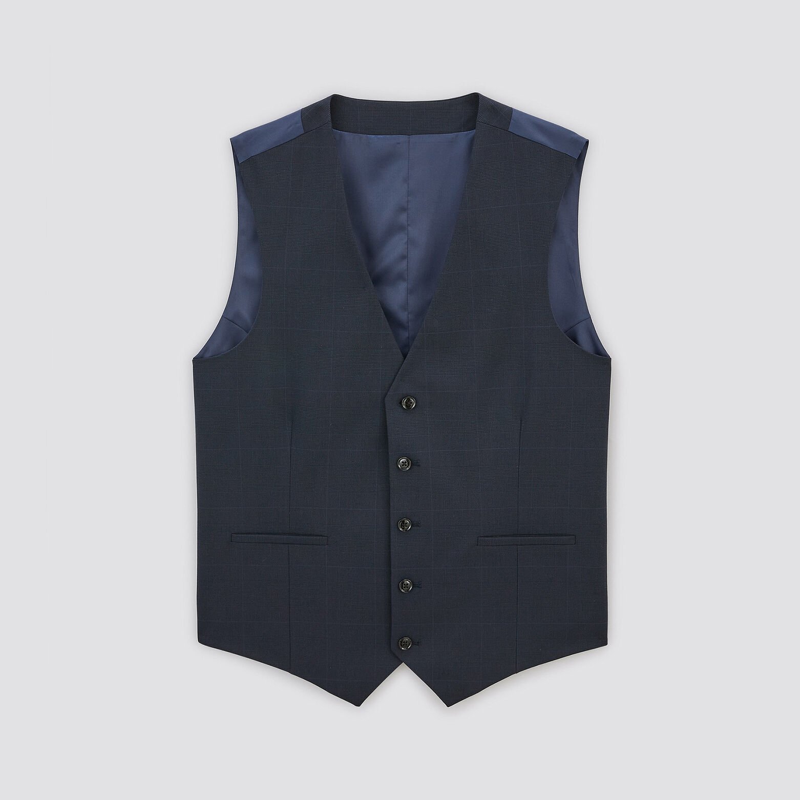 Gilet de costume slim à carreaux Bleu