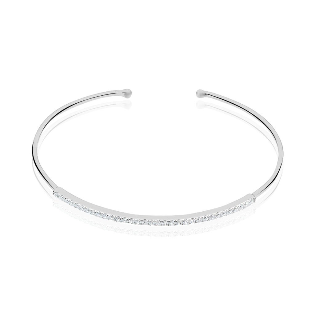 Bracelet Jonc Cléline Argent Blanc