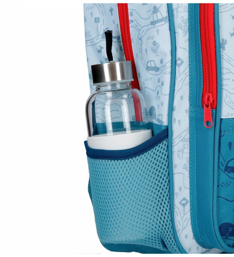 Mochila Disney Mickey Road Trip 28cm com Rodinhas Azul