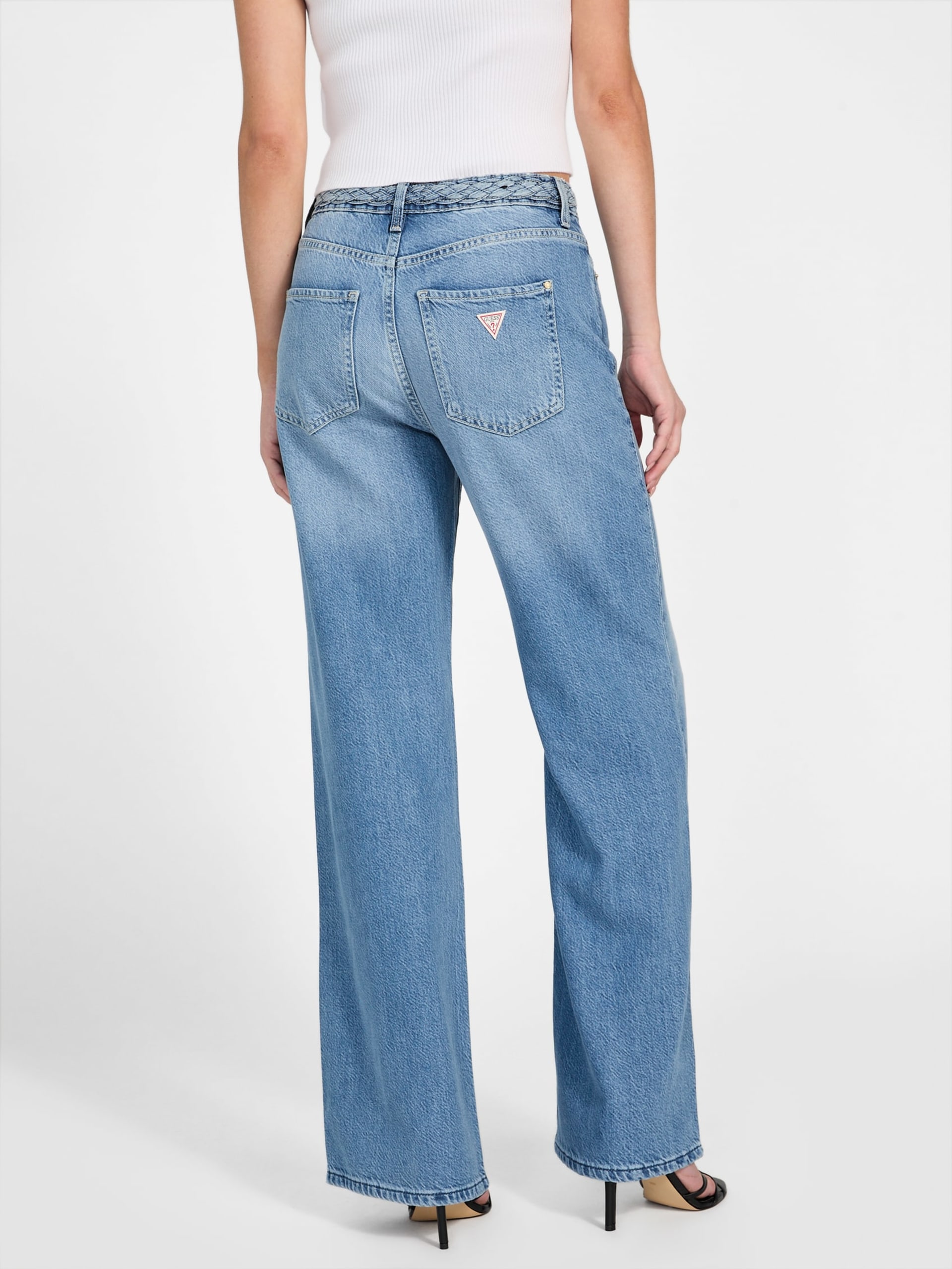 Calça jeans Eco Featherweight Trançada de Pernas Largas