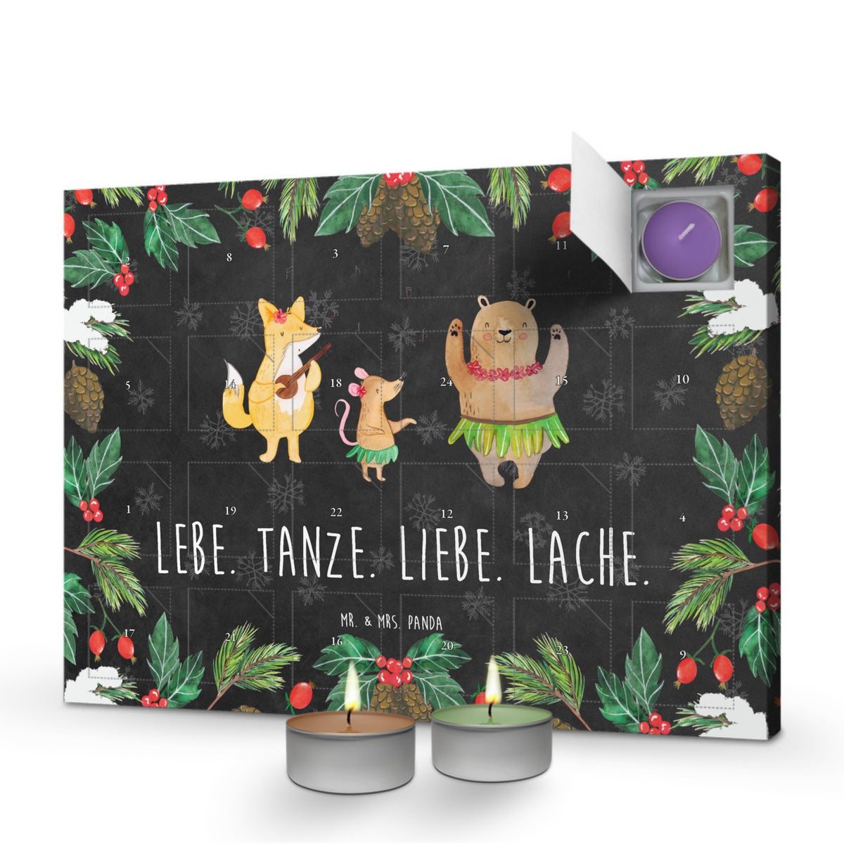 Mr. & Mrs. Panda Geurkaars Adventskalender Bosdieren Aloha - Zwart