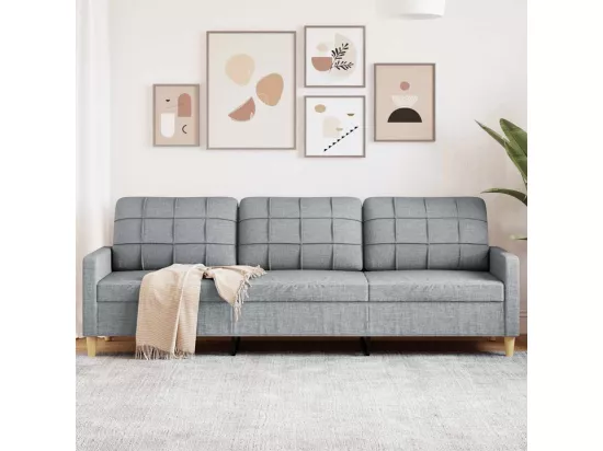 Canapé à 3 places Gris clair 210 cm Tissu