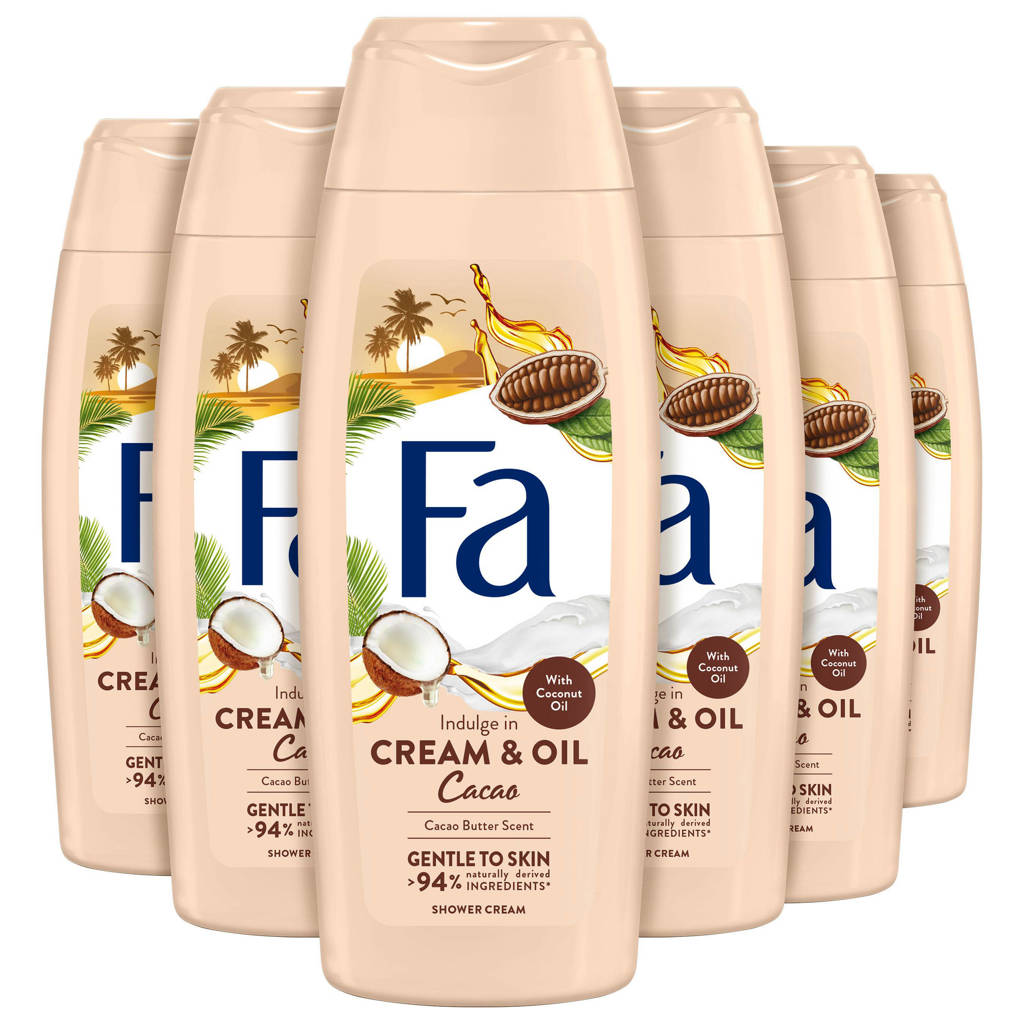 Heerlijke douchegelCream&Oil Cacaobutter & Coco Oil douchegel - 6 x 250 ml - voordeelverpakking