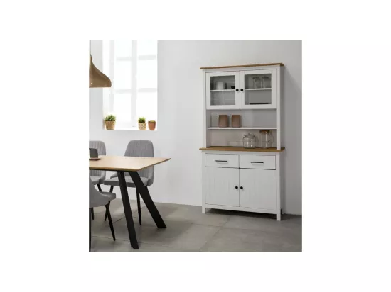 Vaisselier 4 portes 2 tiroirs Bois/Blanc - DARANMI