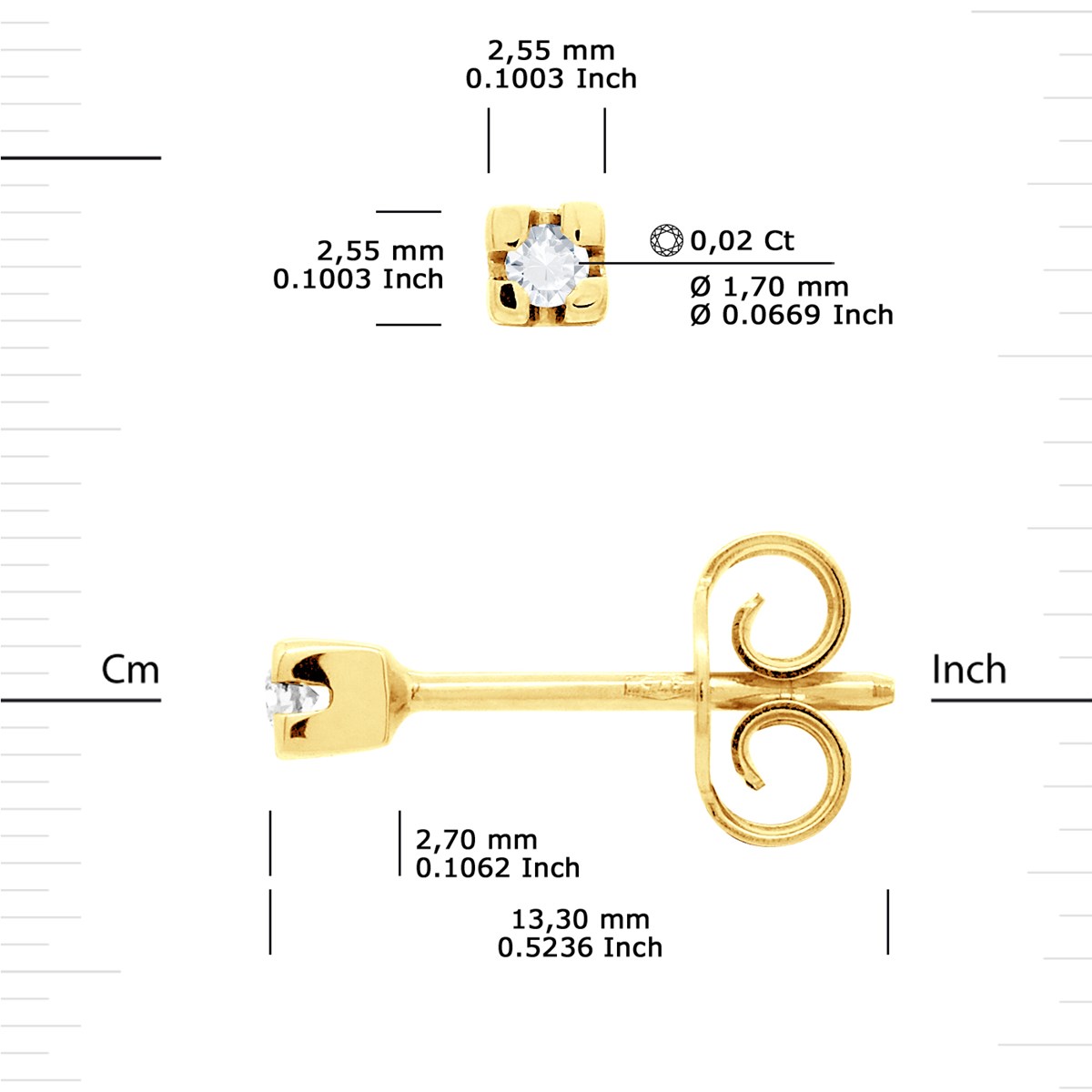 Clous d'Oreilles Diamant 0,040 Cts Or Jaune