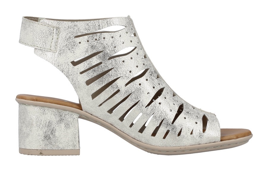 Rieker Sandalette  , Sommerschuh, Sandale, Blockabsatz, im Metallic-Look