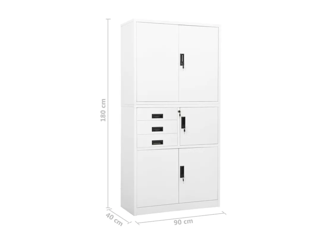Armoire de bureau Blanc 90x40x180 cm Acier