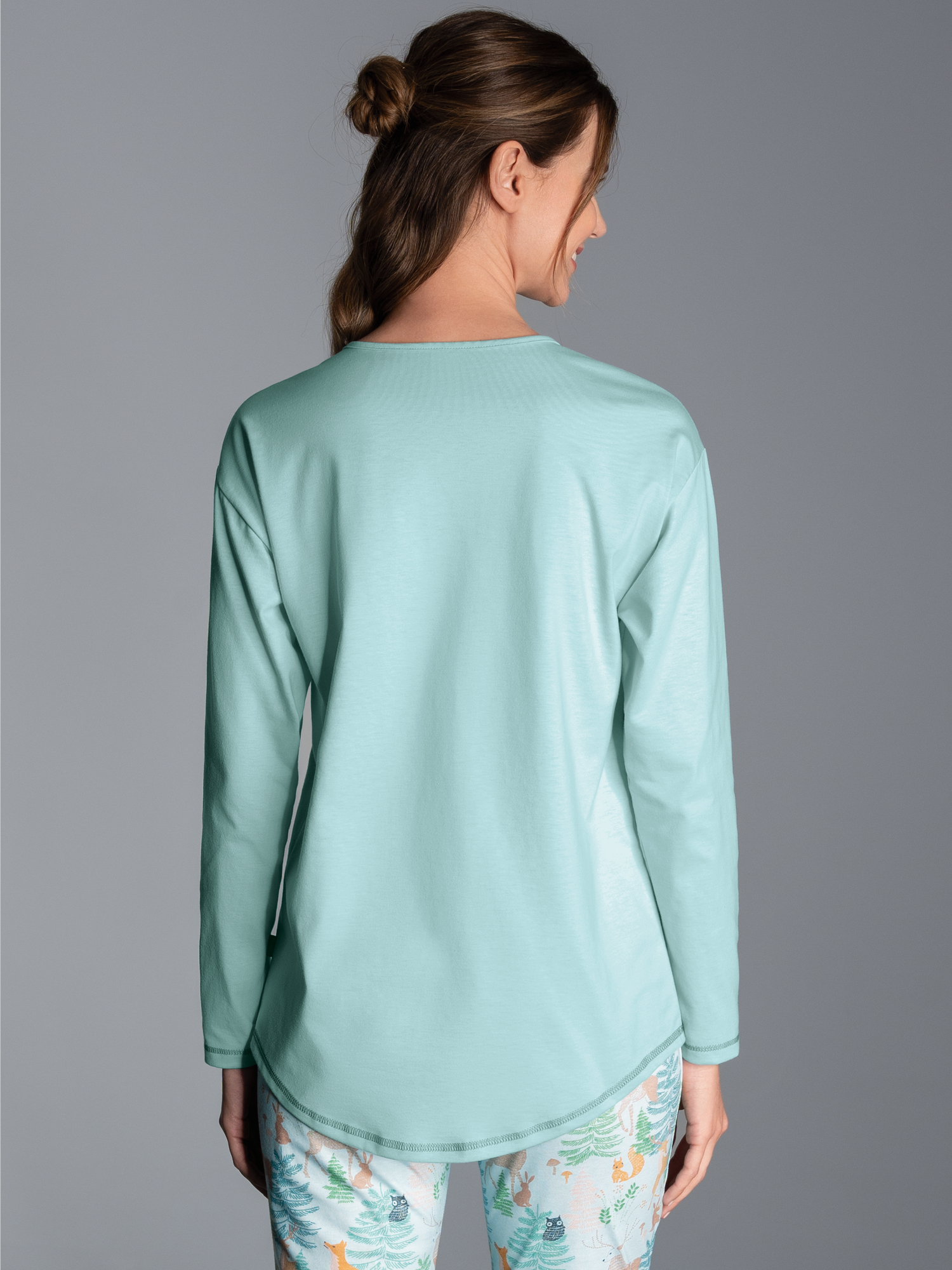 Schlafshirt Langarm mit süßem Printmotiv Gletscher