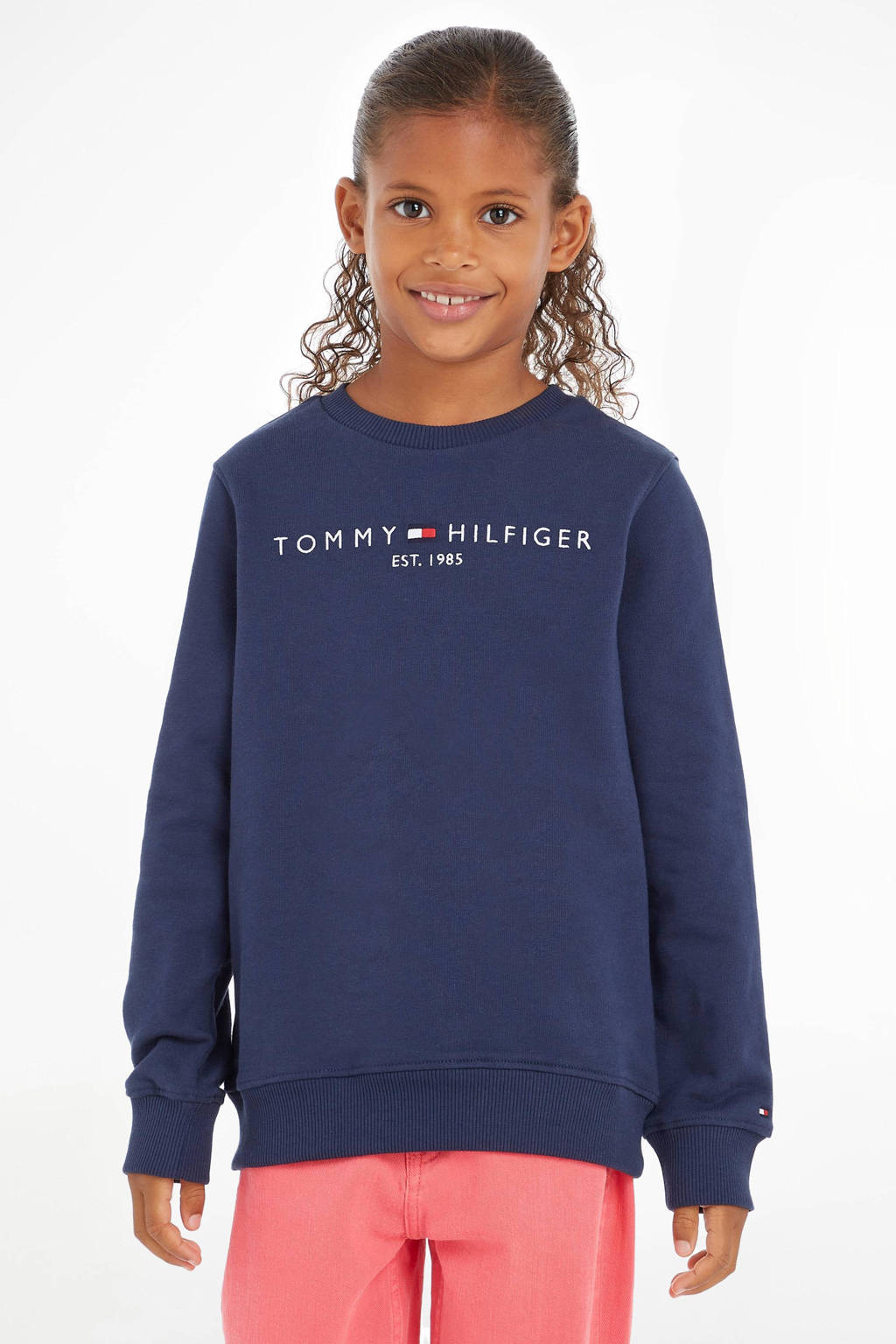 Tommy Hilfiger unisex sweater met logo donkerblauw