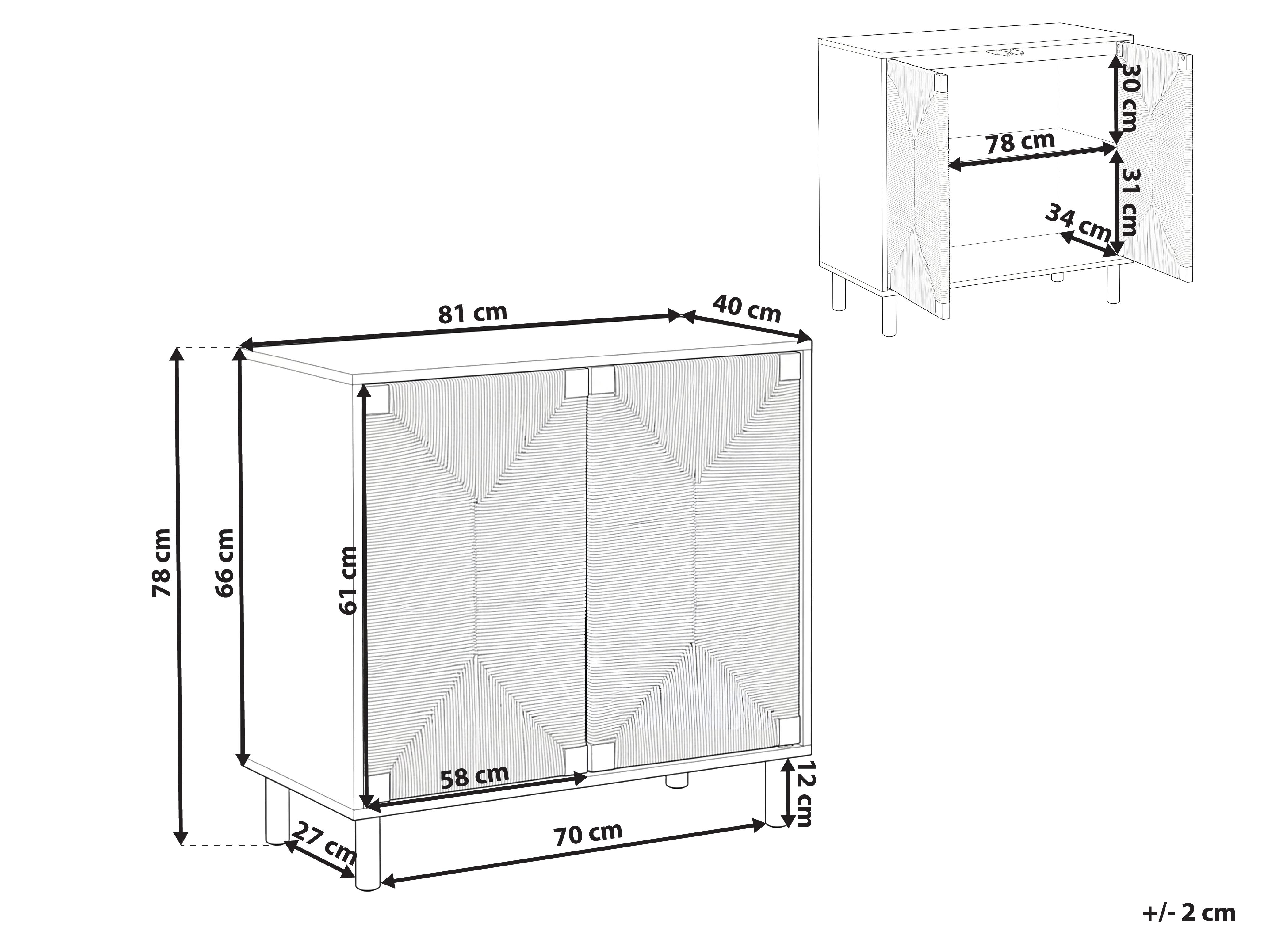 Dressoir met 2 deuren BONDI Lichtbruin