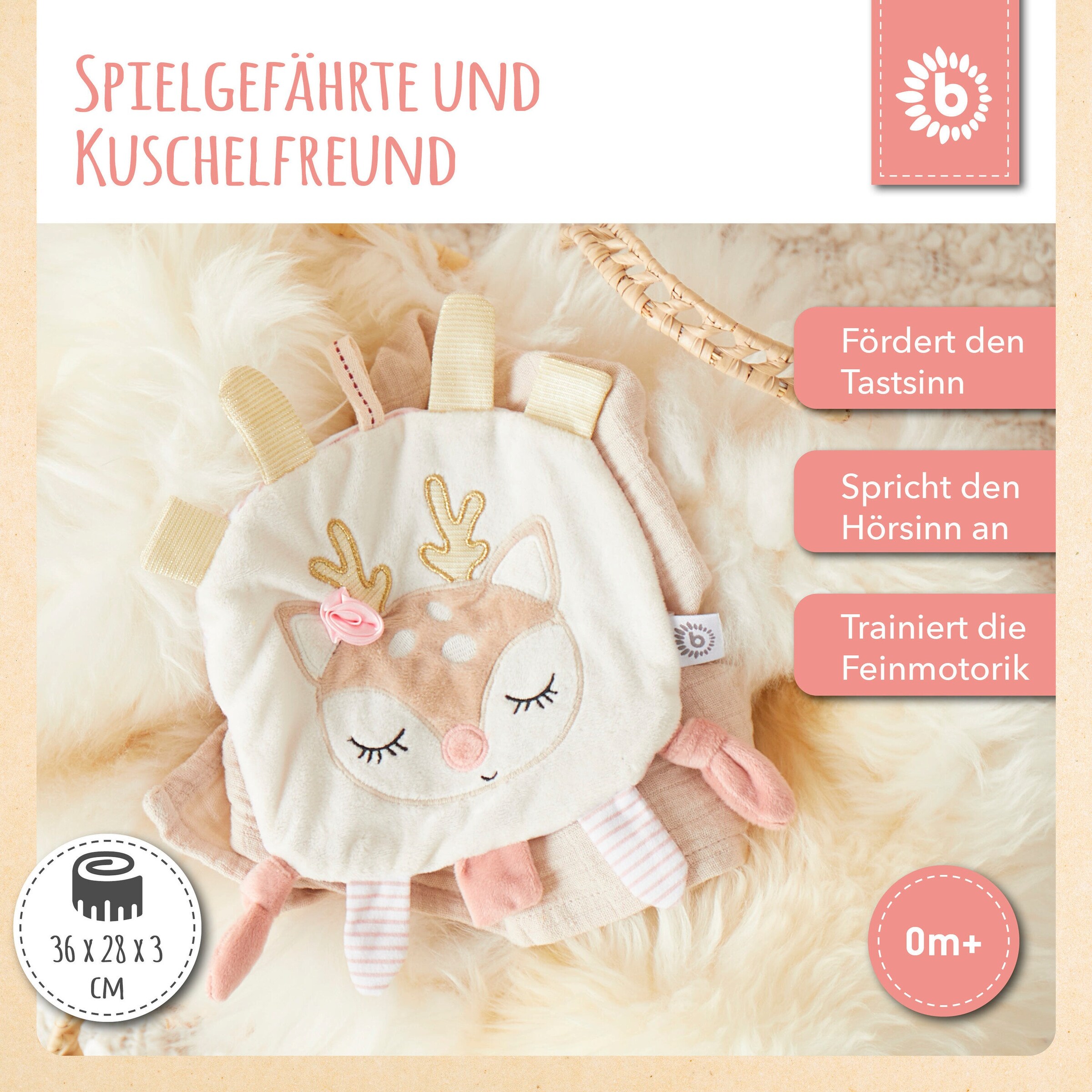 Bieco Knistertuch Reh - ab Geburt Weiß