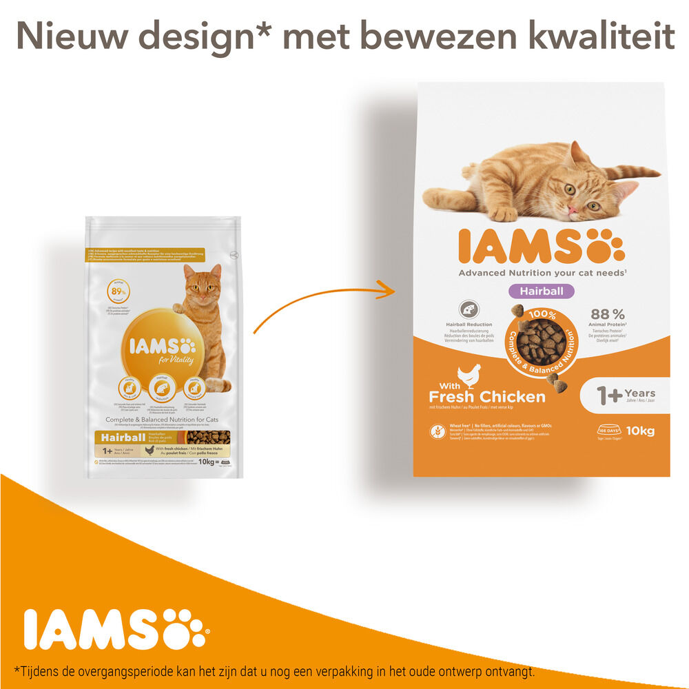 IAMS Adult Hairball Control - Kattenvoer - 10 Kilogram - kalkoen, kip