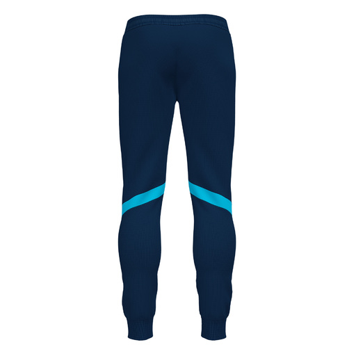 Calça comprida Joma Championship Vi, azul marinho e turquesa fluorescente.