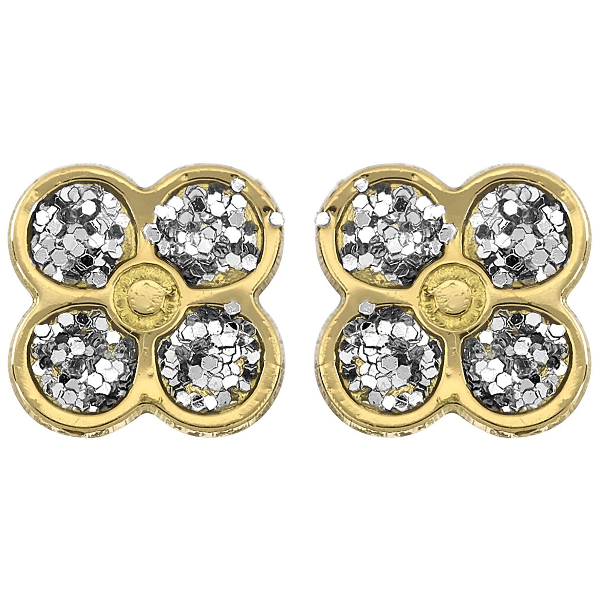 Boucles d'oreilles Brillaxis Fleur laque pailletée