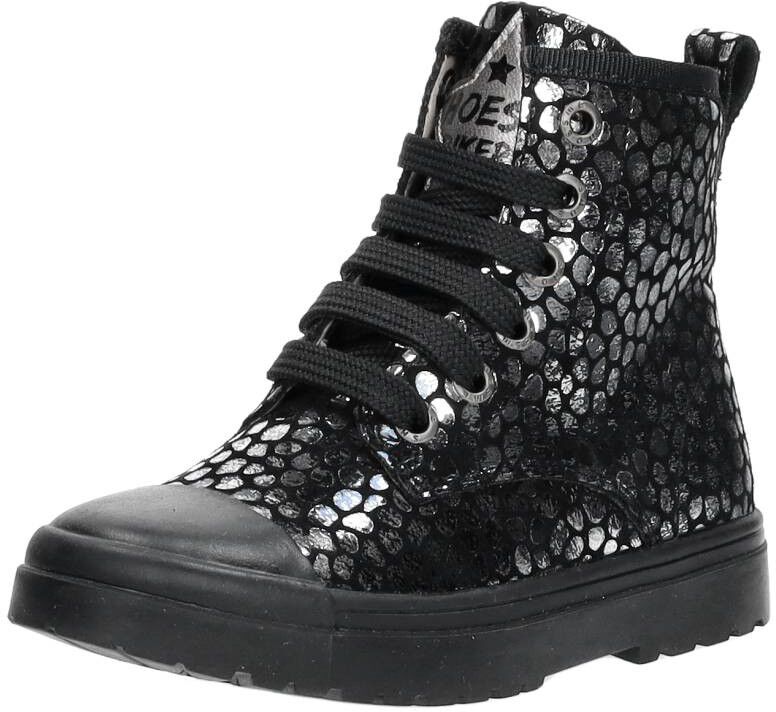 Shoesme Veterschoen hoog zilver