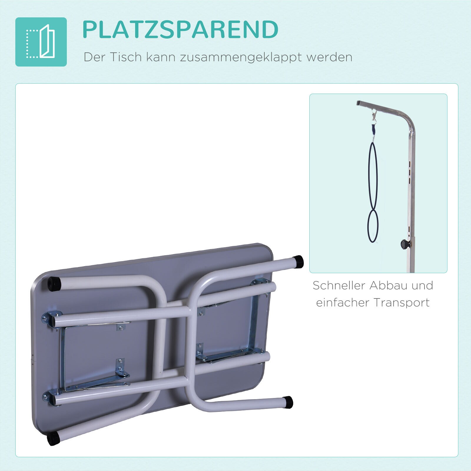 PawHut Trimmtisch klappbar schwarz, weiß, silber 81 x 48 x 80 cm (BxTxH)