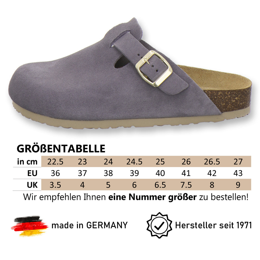 Clogs Damen Leder graphit Velour