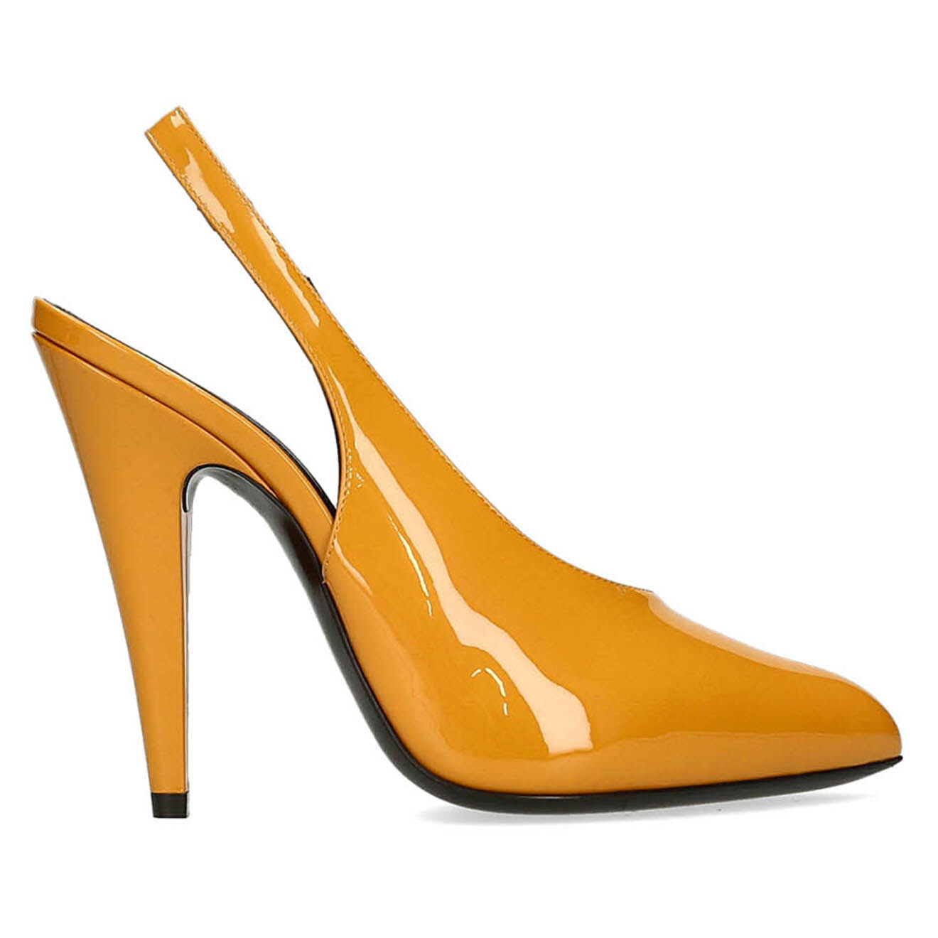Saint Laurent Paris Slingback en Cuir verni Venus moutarde - Talon 11 cm