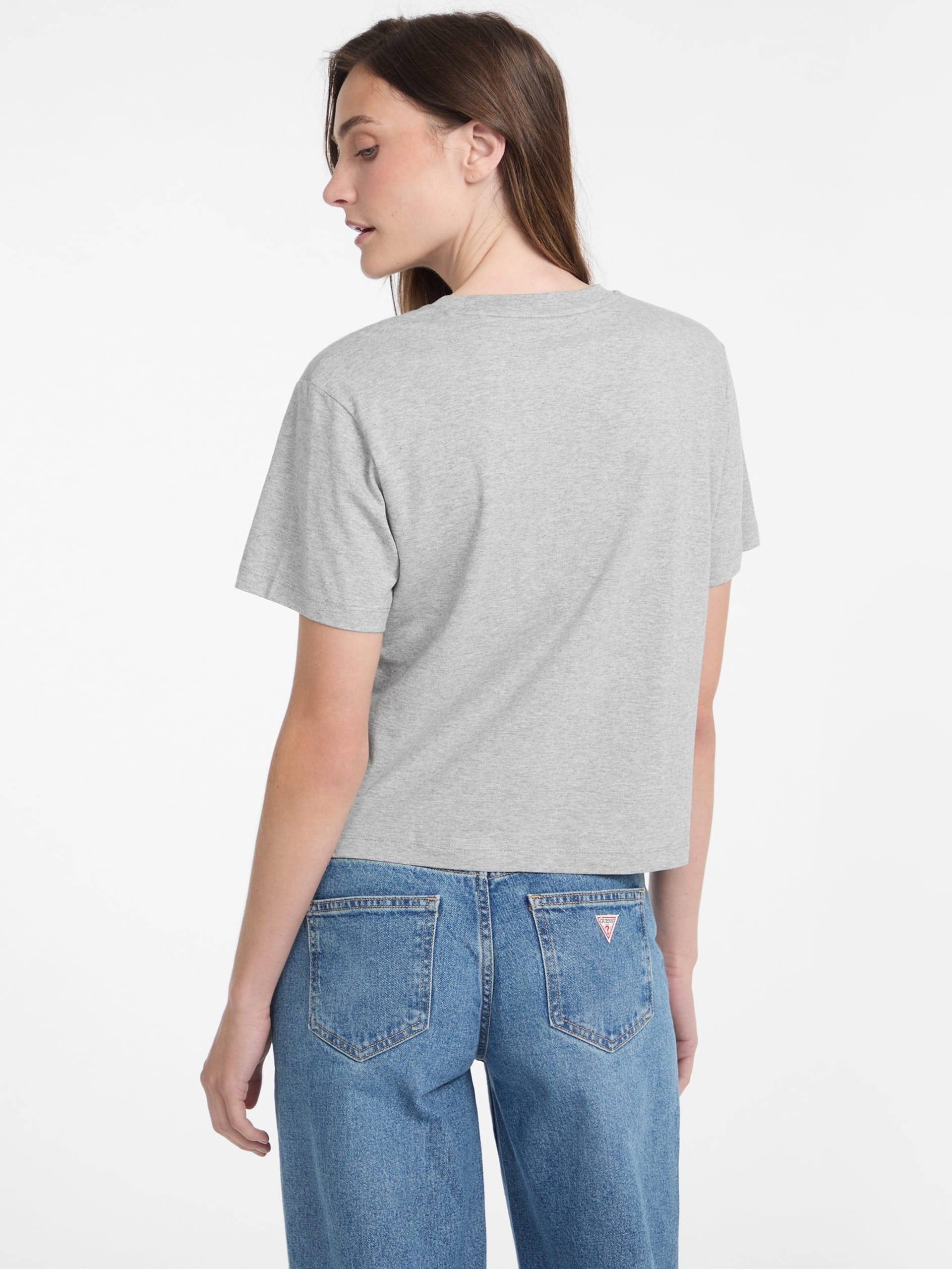 Camiseta universitária de gola redonda