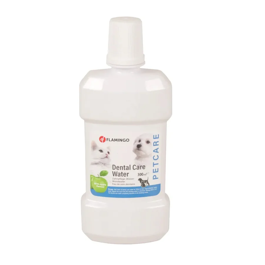 Enxaguante bucal de maçã Flamingo Petcare para cães e gatos