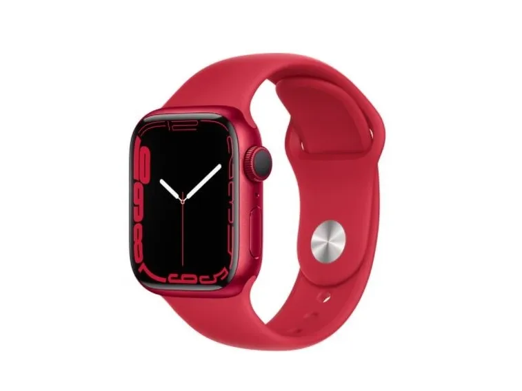 Apple Watch Series 7 (GPS) - (PRODUCT) RED - 45 mm - rød aluminium - smart ur med sportsbånd - fluoroelastomer - rød - båndstørrelse: Almindelig - 32 GB - Wi-Fi, Bluetooth - 38.8 g