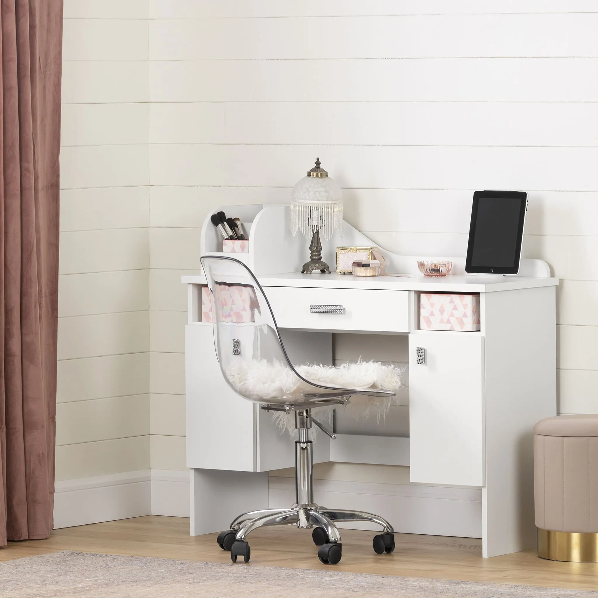 South Shore Meuble Coiffeuse Tiara - Blanc Solide