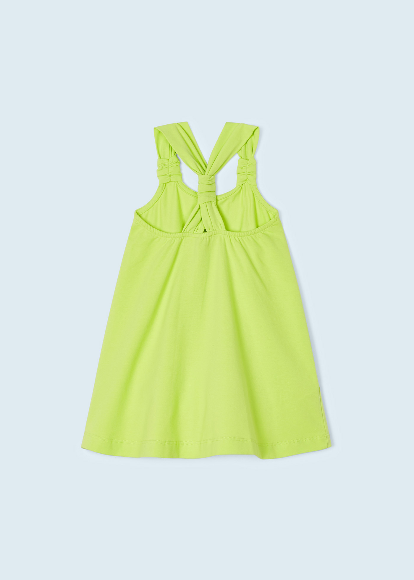 Vestido com aplicações de algodão sustentável para meninas