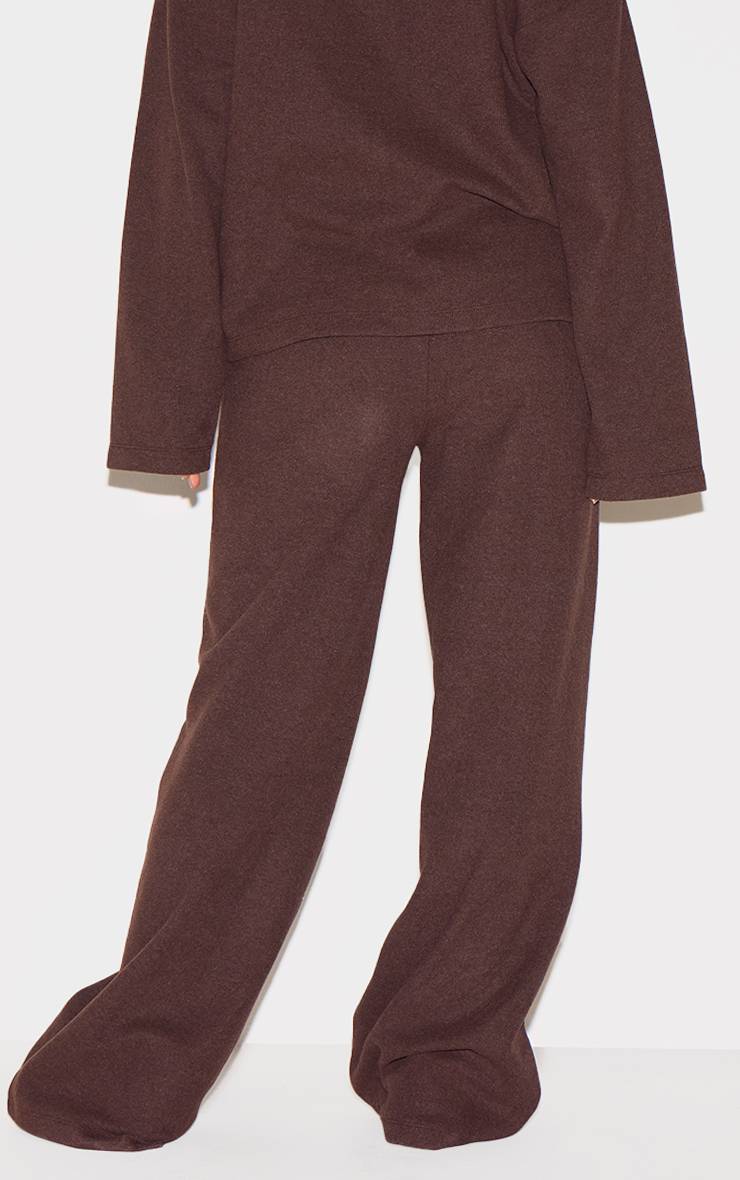Marron Pantalon Large Slouchy En Côtes Brossées Épaisses