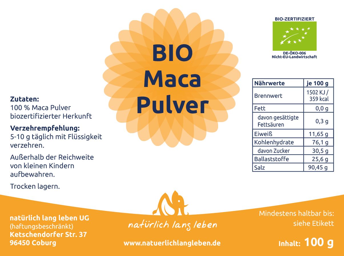 natürlich lang leben BIO Maca Pulver