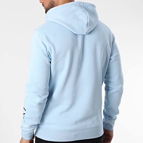 Sweat Capuche Chest Roses Bleu Ciel Noir