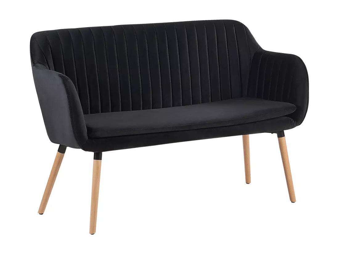 Canapé banquette 2 places en velours noir TABY