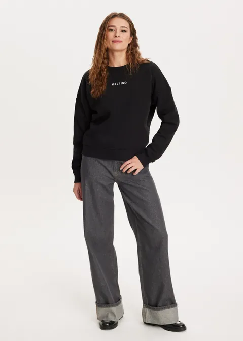 Sweater met merk print zwart (ZWART)