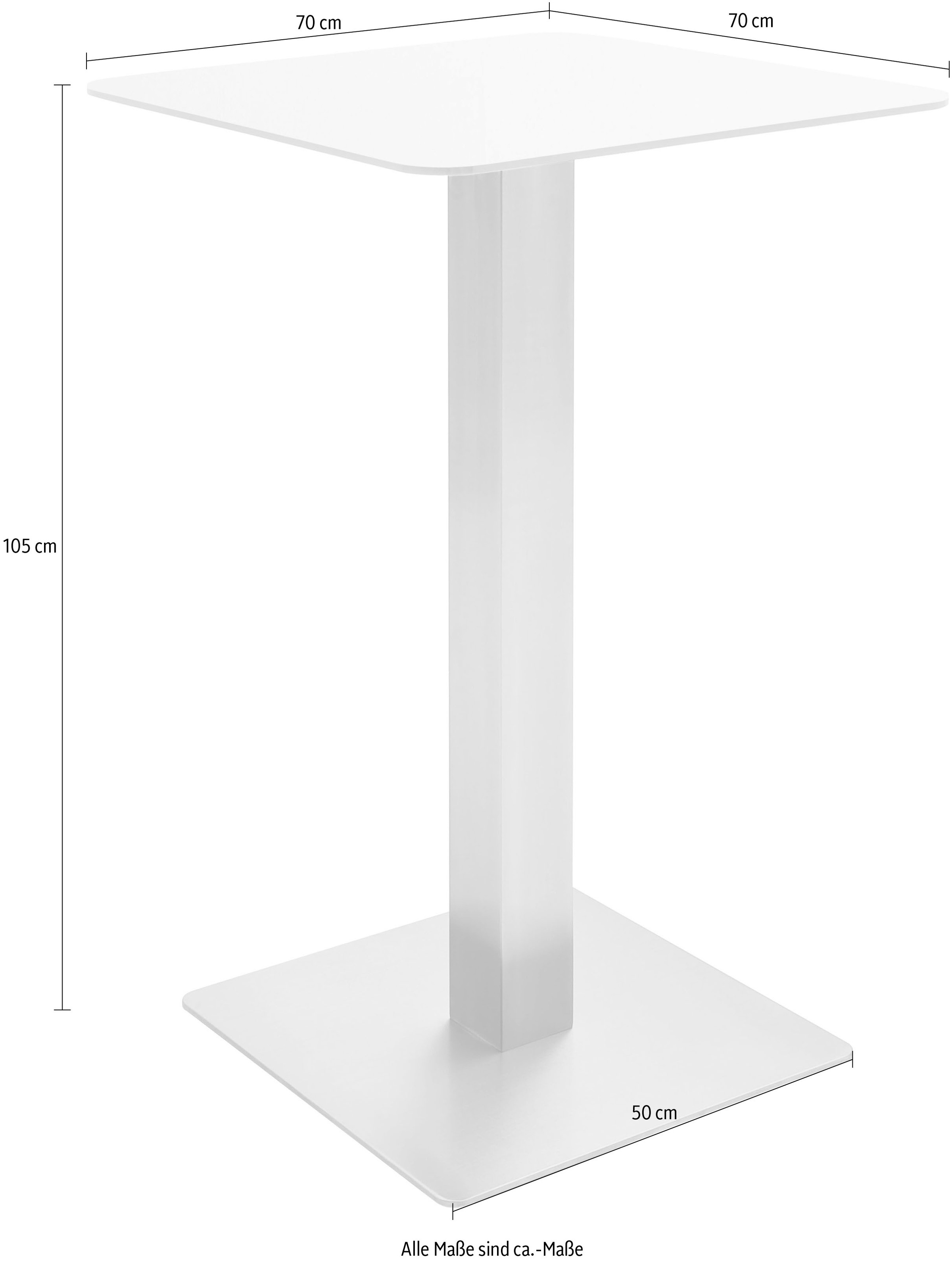 MCA furniture Bartisch »Zarina« Bartisch mit Glaskeramik Tischplatte mit Edelstahl Gestell