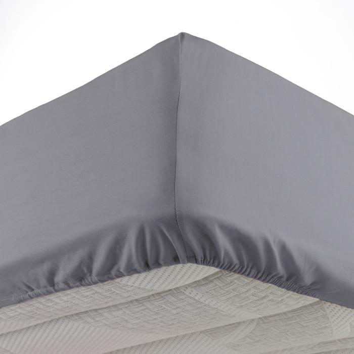 DRAP HOUSSE 2 PERSONNES 180X200CM LINA GRIS SOURIS