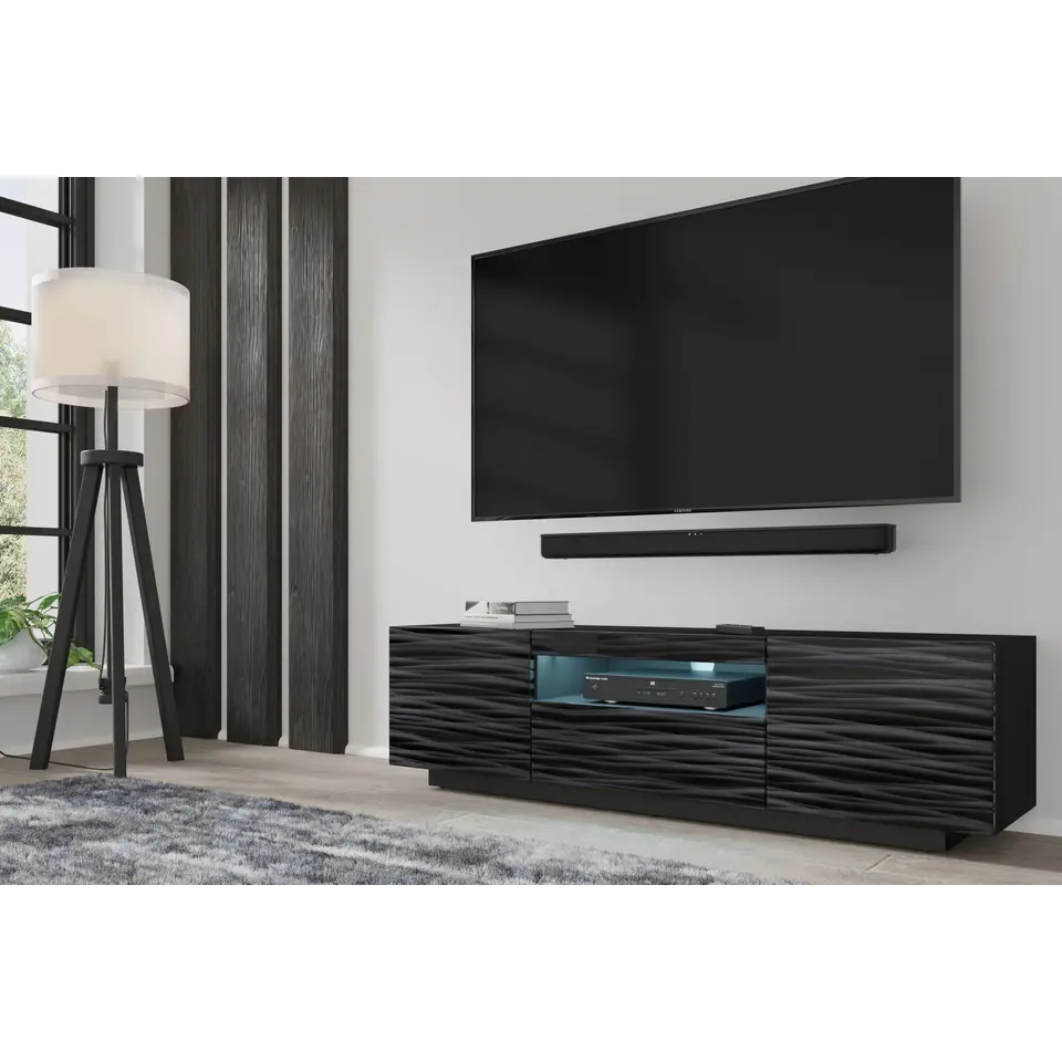 AURA TV-meubel 150 cm universeel sahara zwart  LED