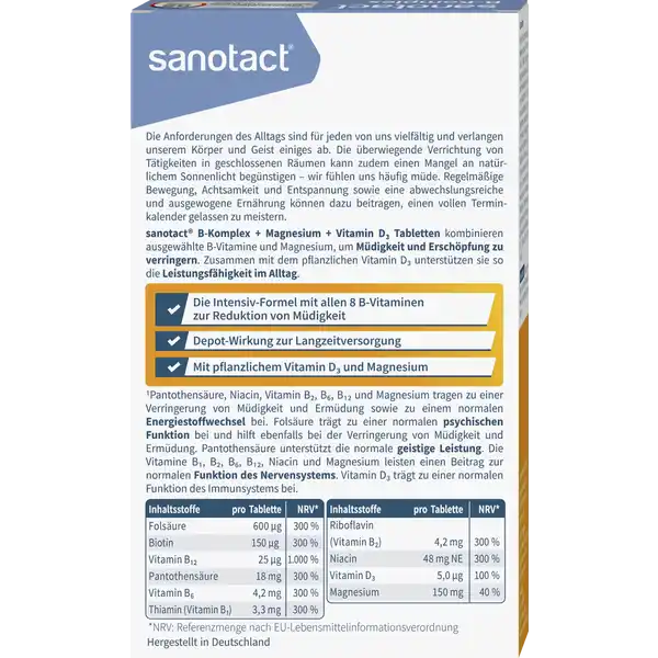 sanotact B-Komplex + Magnesium + Vitamin D3 Tabletten