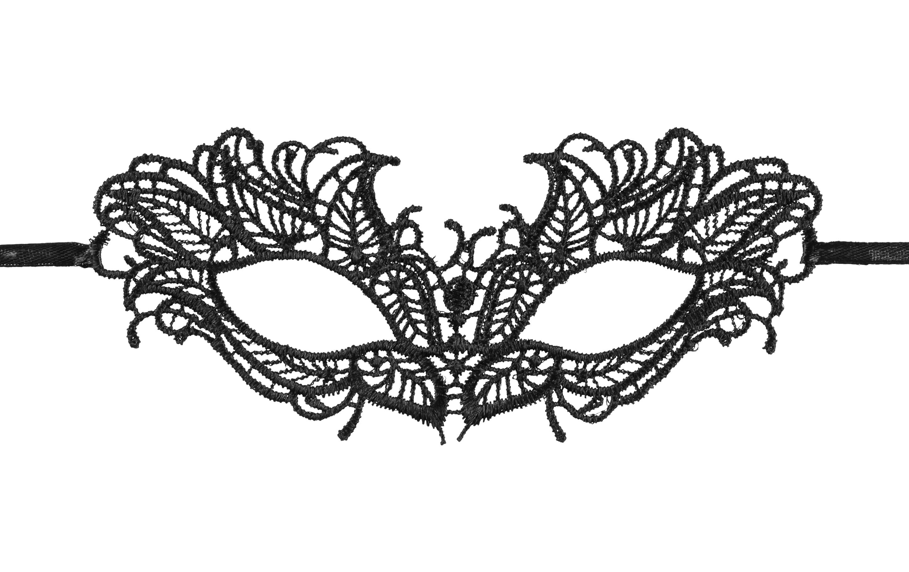 Partyaccessoire Maske aus Spitze 8 x 21 cm, Muster2Partymaske in Schwarz