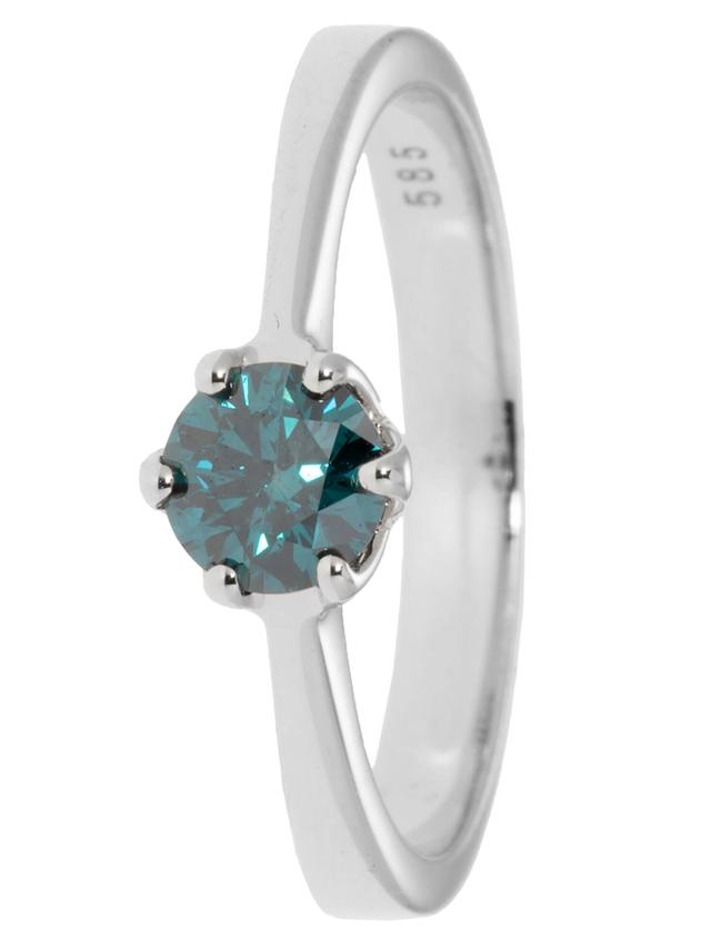 Krönchen-Ring, Brillant, blau, 0,50 ct., SI