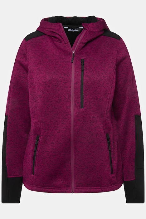 Fleecejacke, Reflektordruck, Kapuze, Daumenloch