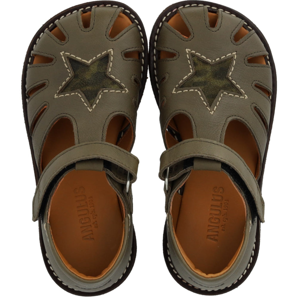 Køb Angulus Forrest/Marshland Print Lædersandal Med Stjernedetalje