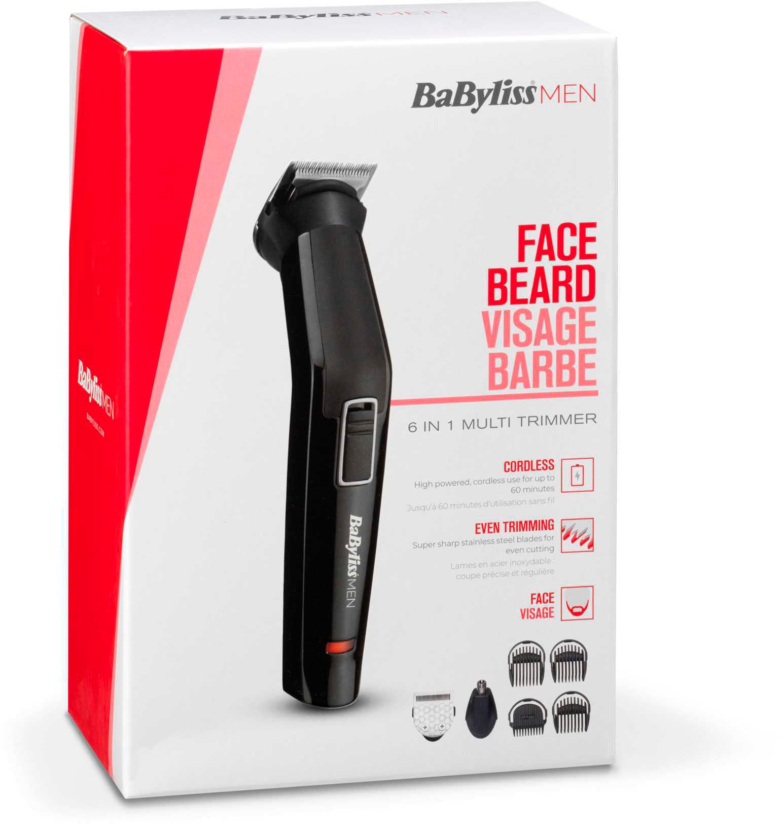 BaByliss Multifunktionstrimmer »MT725E MEN« 6 Aufsätze für Bart, Augenbrauen, Nasen- & Ohrenhaar