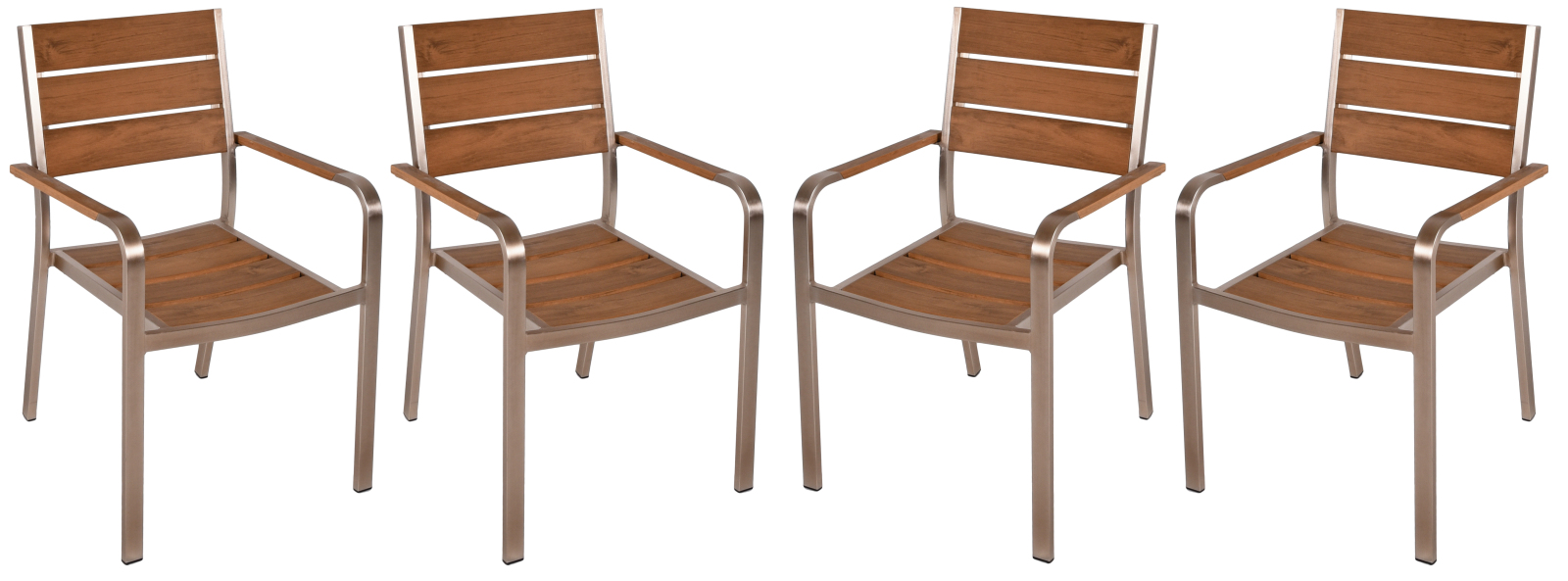 4er-Set Stapelstuhl FLORENCE - champagner - Aluminium