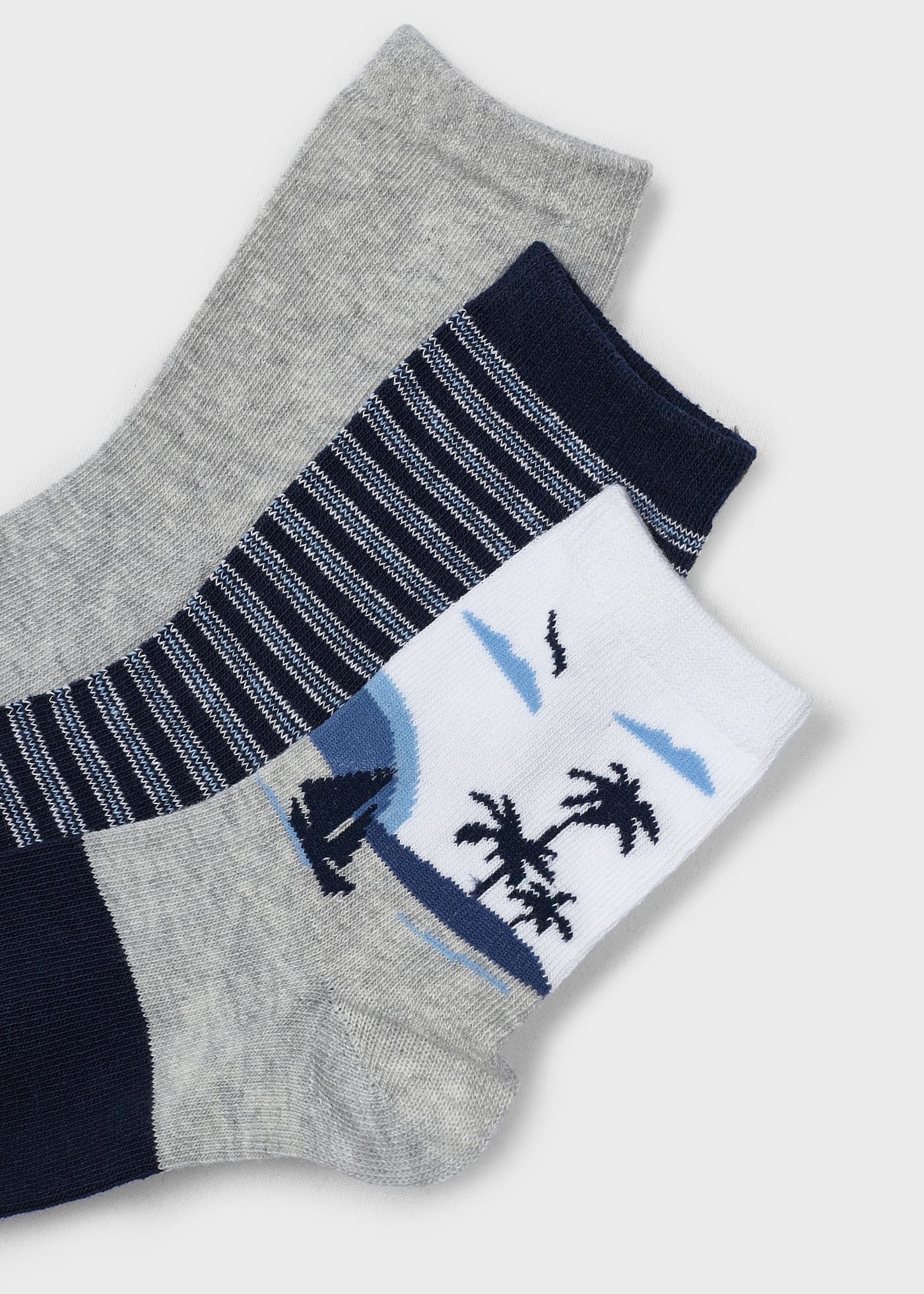 Pacote com 3 pares de meias compridas de algodão estampadas para meninos