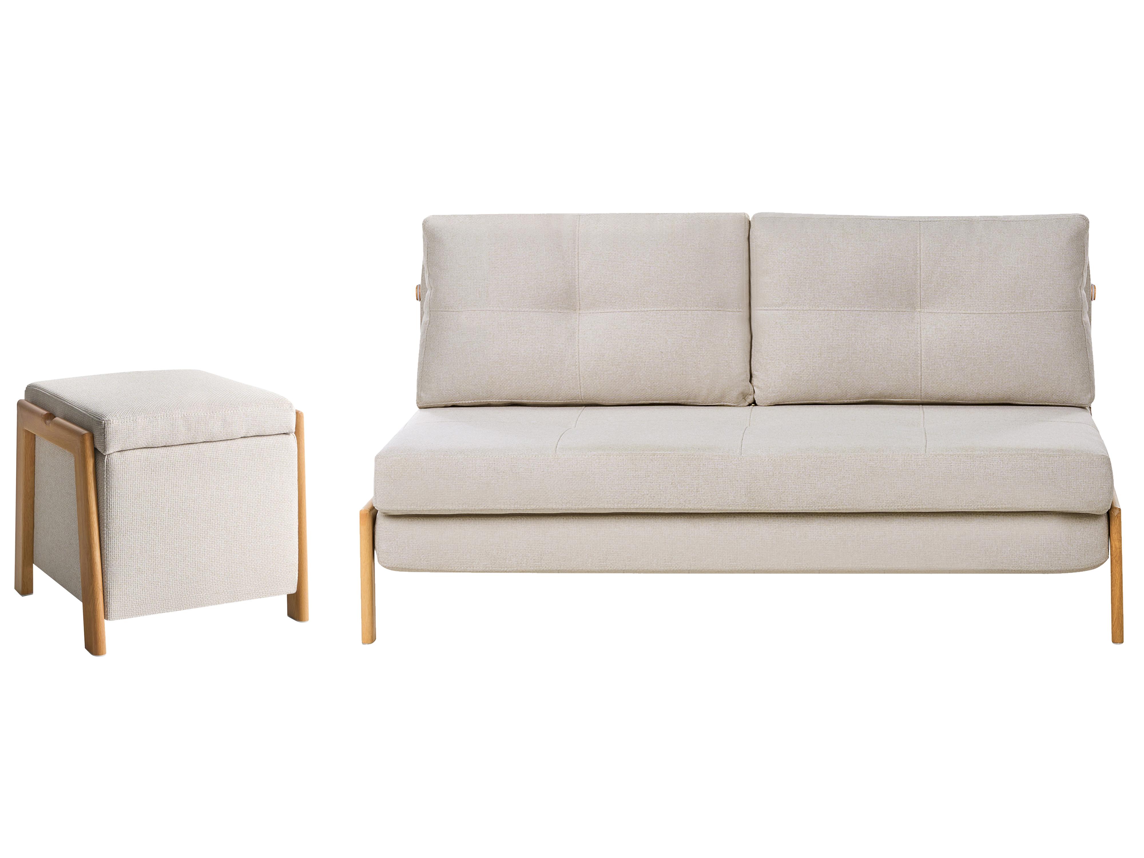 Bankenset 3-zits EDLAND Stof Lichtbeige met poef